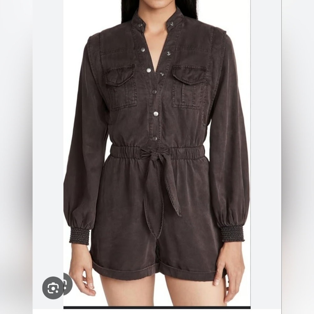 Alice+Olivia Long Sleeve Button Front Utility Romper Sz 6